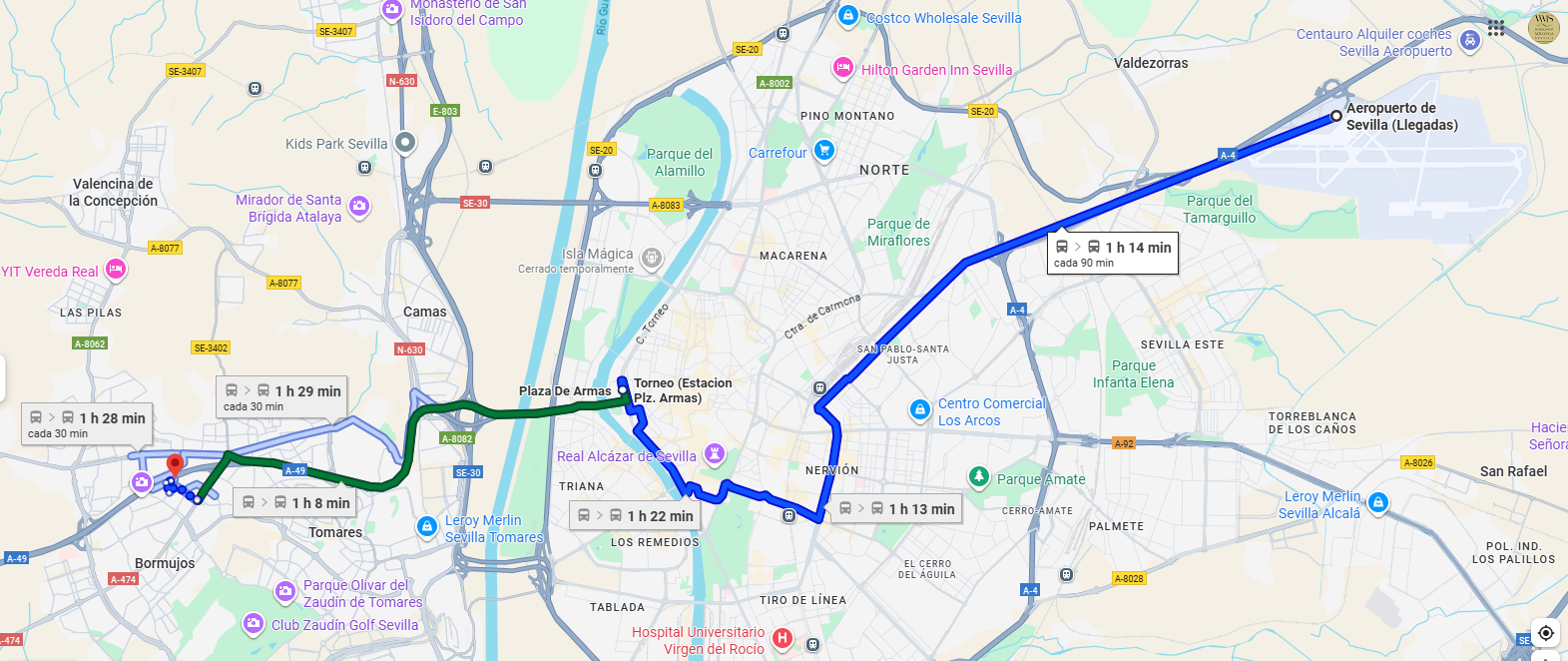 Ruta Aeropuerto - Hotel Vertice Sevilla Aljarafe